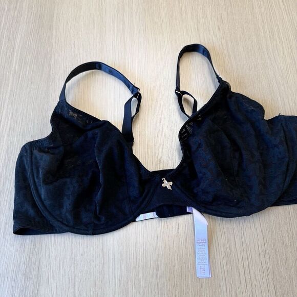 Savage X Fenty 46DDD Underwire Bra Black Lace Unlined Sexy Support 1550 - Picture 2 of 8
